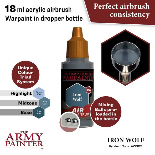 The Army Painter Warpaints Air Color Triad Iron Wolf Non Toxic Air Brush Paint 18ml AW3119