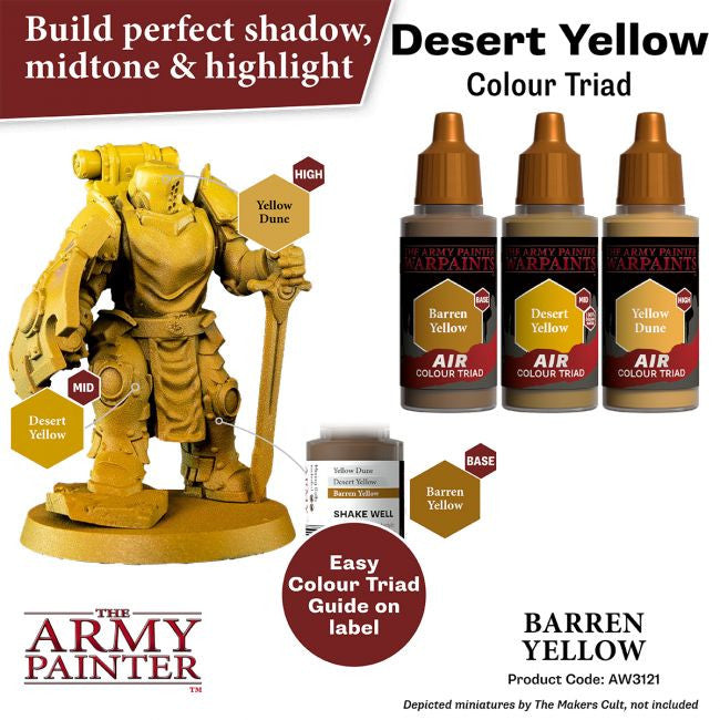 The Army Painter Warpaints Air Color Triad Barren Yellow Non Toxic Air Brush Paint 18ml AW3121