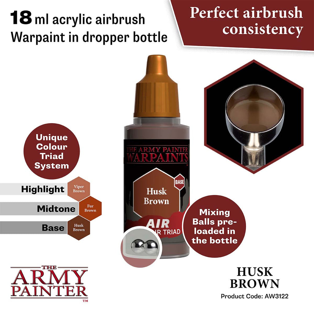 The Army Painter Warpaints Air Color Triad Husk Brown Non Toxic Air Brush Paint 18ml AW3122