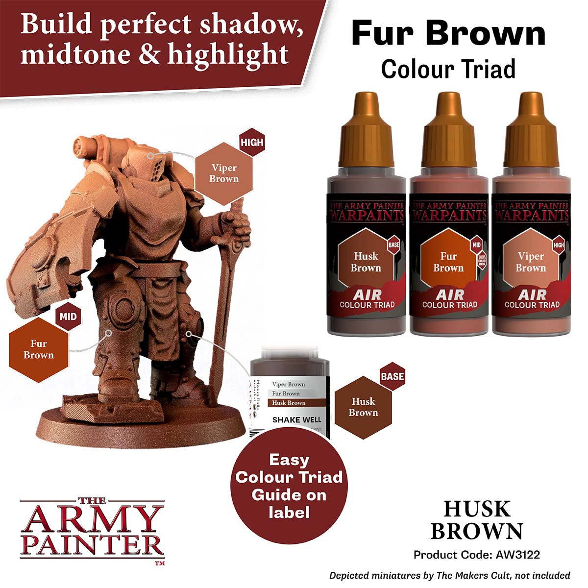 The Army Painter Warpaints Air Color Triad Husk Brown Non Toxic Air Brush Paint 18ml AW3122