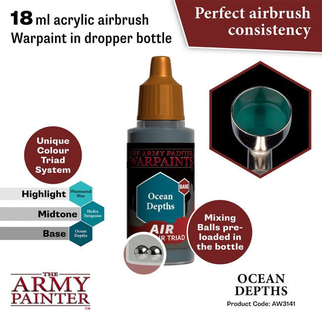 The Army Painter Warpaints Air Color Triad Ocean Depths Non Toxic Air Brush Paint 18ml AW3141