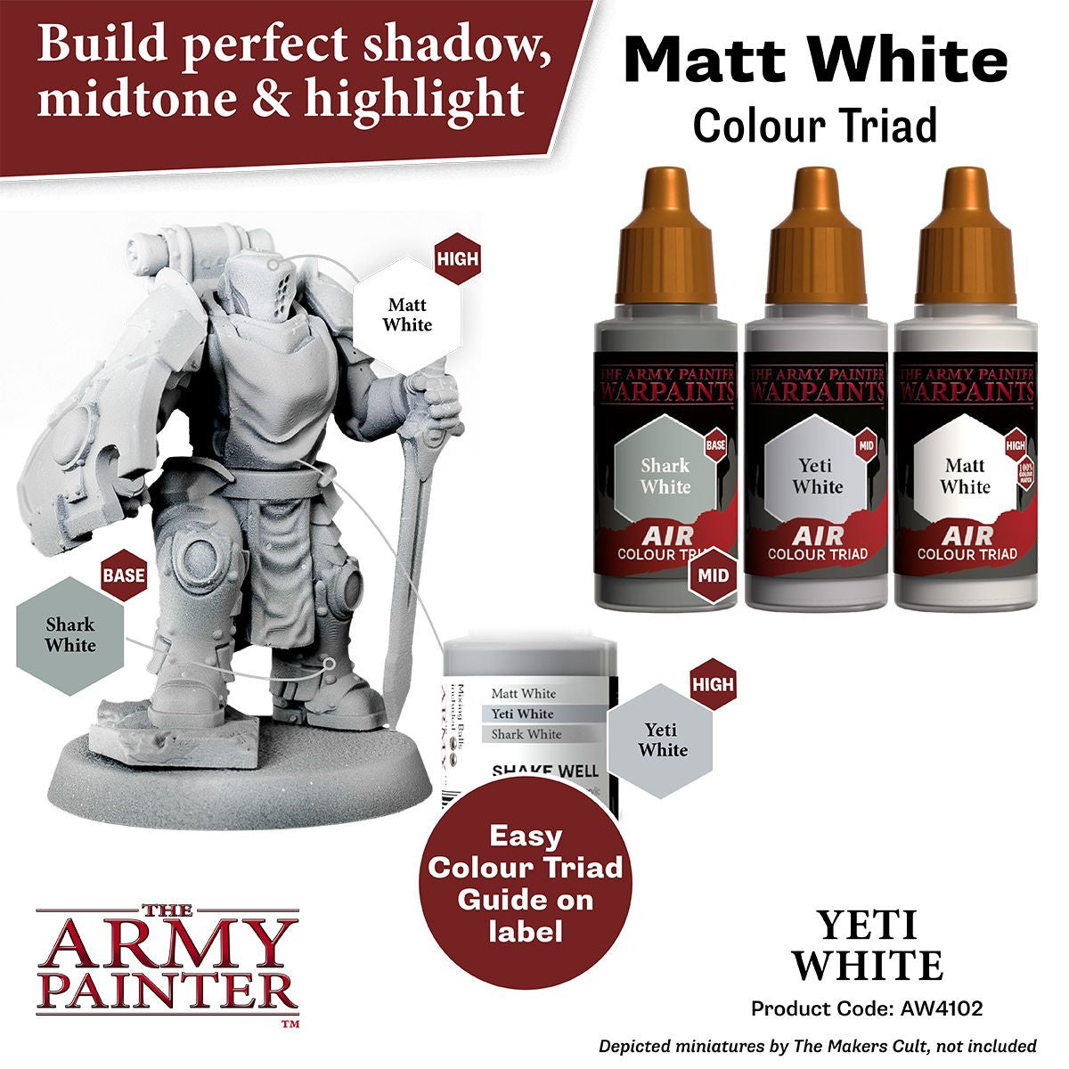 The Army Painter Warpaints Air Color Triad Yeti White Non Toxic Air Brush Paint 18ml AW4102