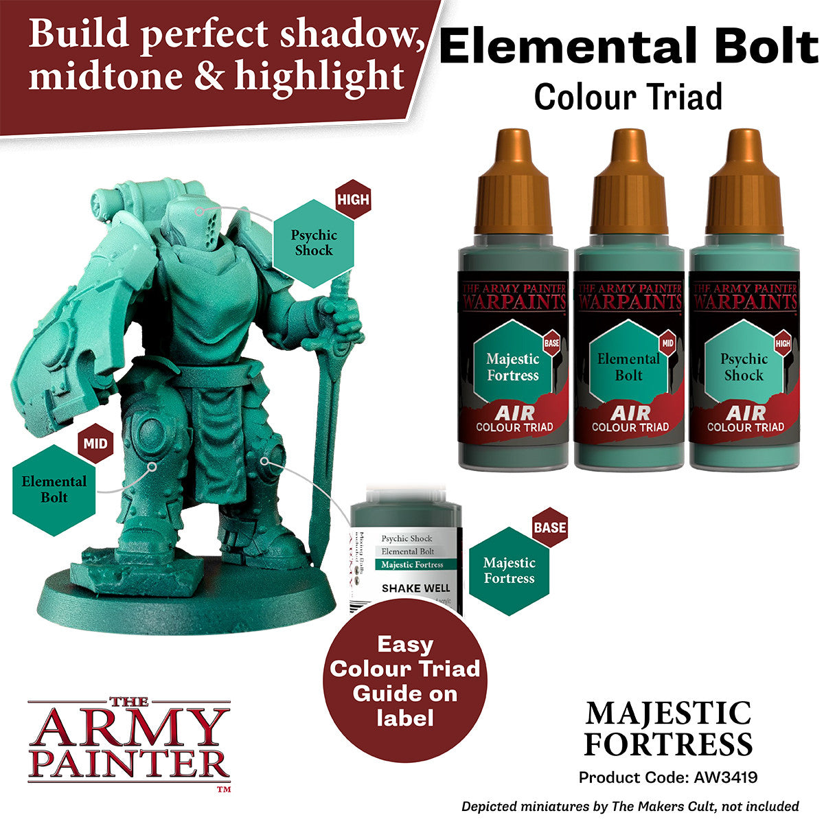 The Army Painter Warpaints Air Color Triad Majestic Fortress Non Toxic Air Brush Paint 18ml AW3419