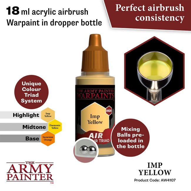 The Army Painter Warpaints Air Color Triad Imp Yellow Non Toxic Air Brush Paint 18ml AW4107