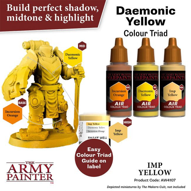The Army Painter Warpaints Air Color Triad Imp Yellow Non Toxic Air Brush Paint 18ml AW4107