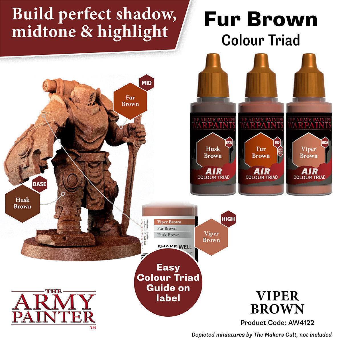 The Army Painter Warpaints Air Color Triad Viper Brown Non Toxic Air Brush Paint 18ml AW4122