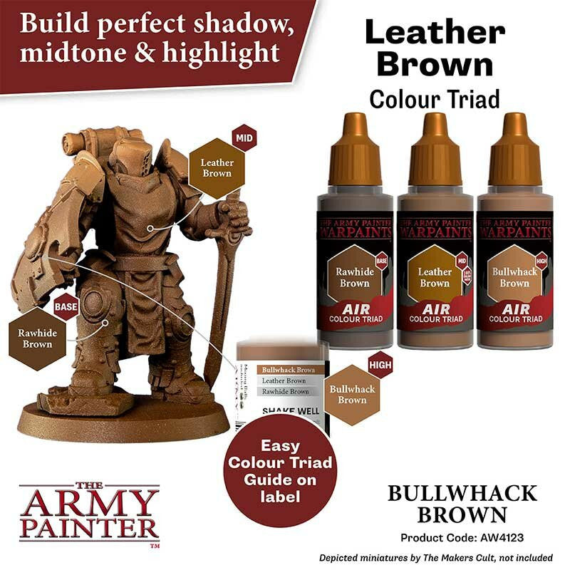 The Army Painter Warpaints Air Color Triad Bullwhack Brown Non Toxic Air Brush Paint 18ml AW4123
