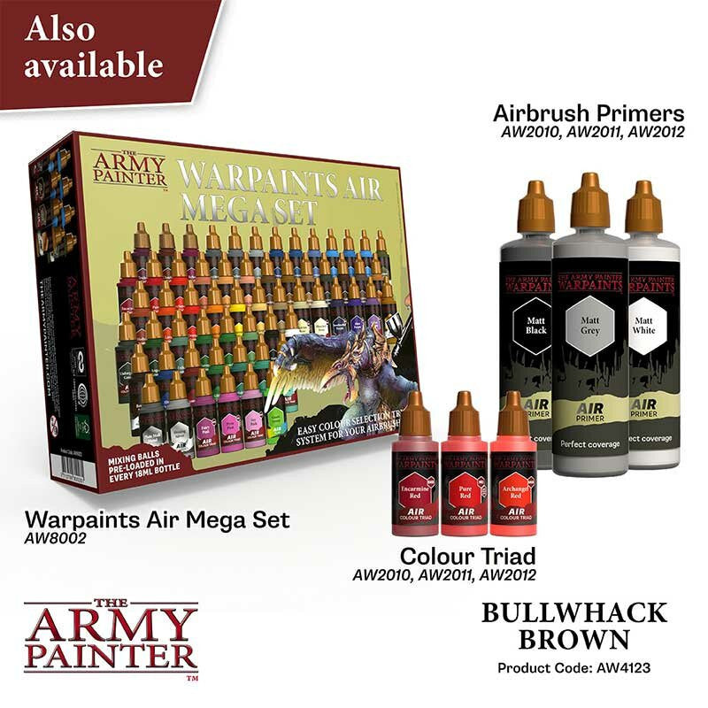 The Army Painter Warpaints Air Color Triad Bullwhack Brown Non Toxic Air Brush Paint 18ml AW4123
