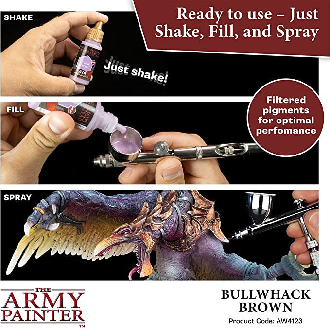The Army Painter Warpaints Air Color Triad Bullwhack Brown Non Toxic Air Brush Paint 18ml AW4123