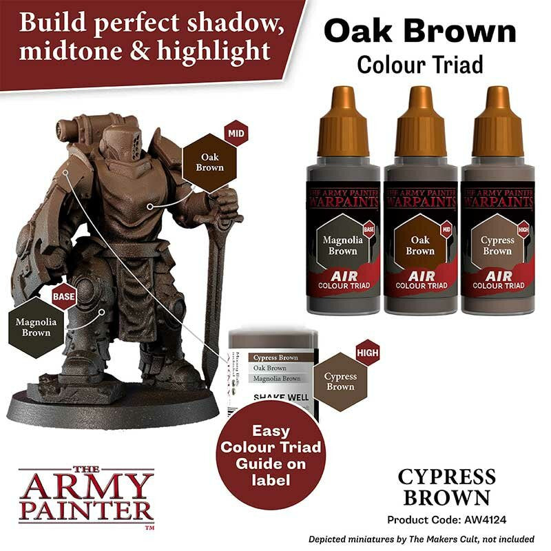 The Army Painter Warpaints Air Color Triad Cypress Brown Non Toxic Air Brush Paint 18ml AW4124
