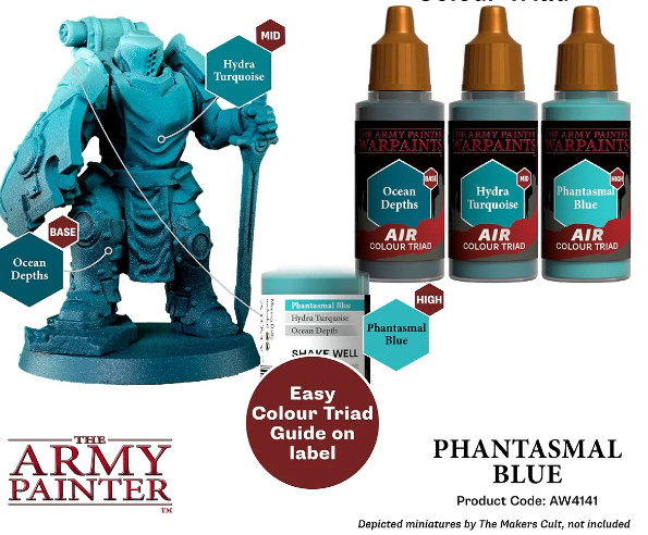 The Army Painter Warpaints Air Color Triad Phantasmal Blue Non Toxic Air Brush Paint 18ml AW4141