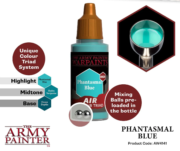 The Army Painter Warpaints Air Color Triad Phantasmal Blue Non Toxic Air Brush Paint 18ml AW4141