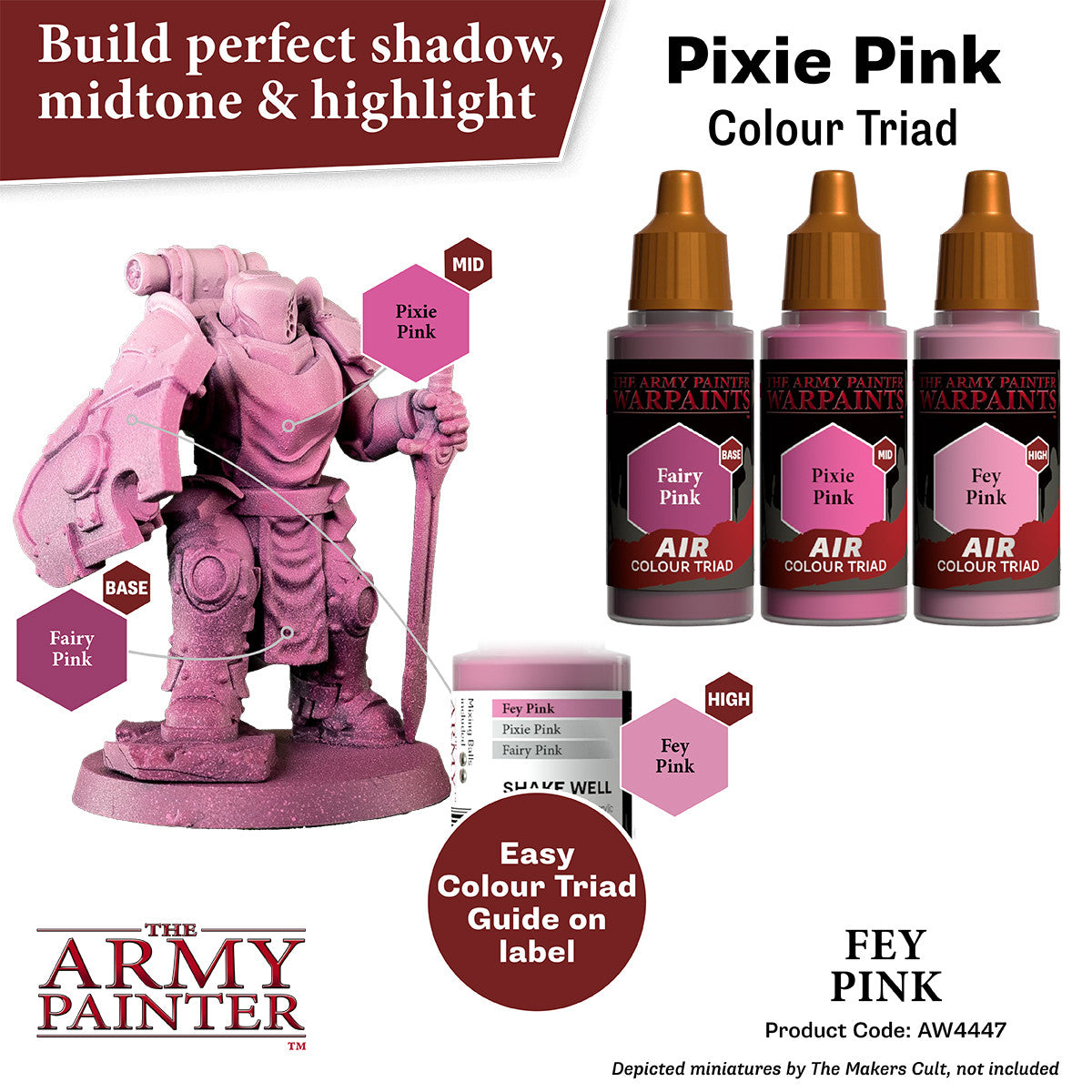The Army Painter Warpaints Air Color Triad Fey Pink Non Toxic Air Brush Paint 18ml AW4447