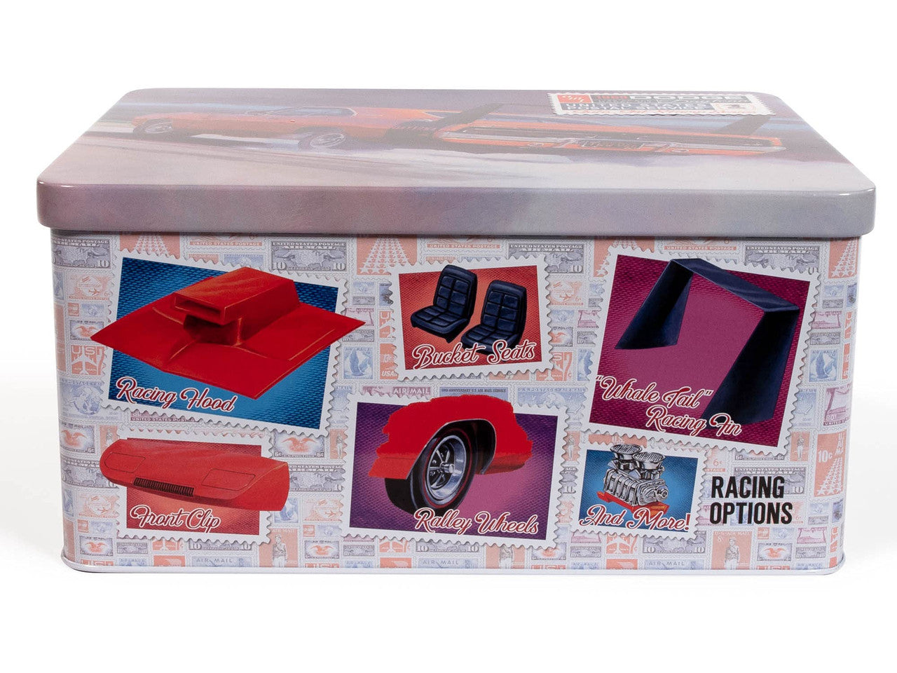 AMT 1969 Dodge Charger Daytona USPS Stamp Series Collector Tin 125 Scale Model Kit