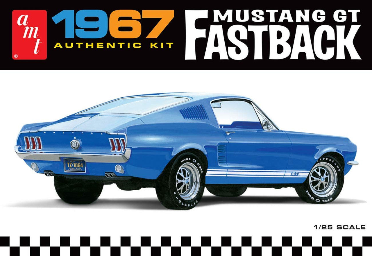 Round 2 AMT 1967 Ford Mustang GT Fastback 1:25 Scale Model Kit, Chrome (AMT1241)