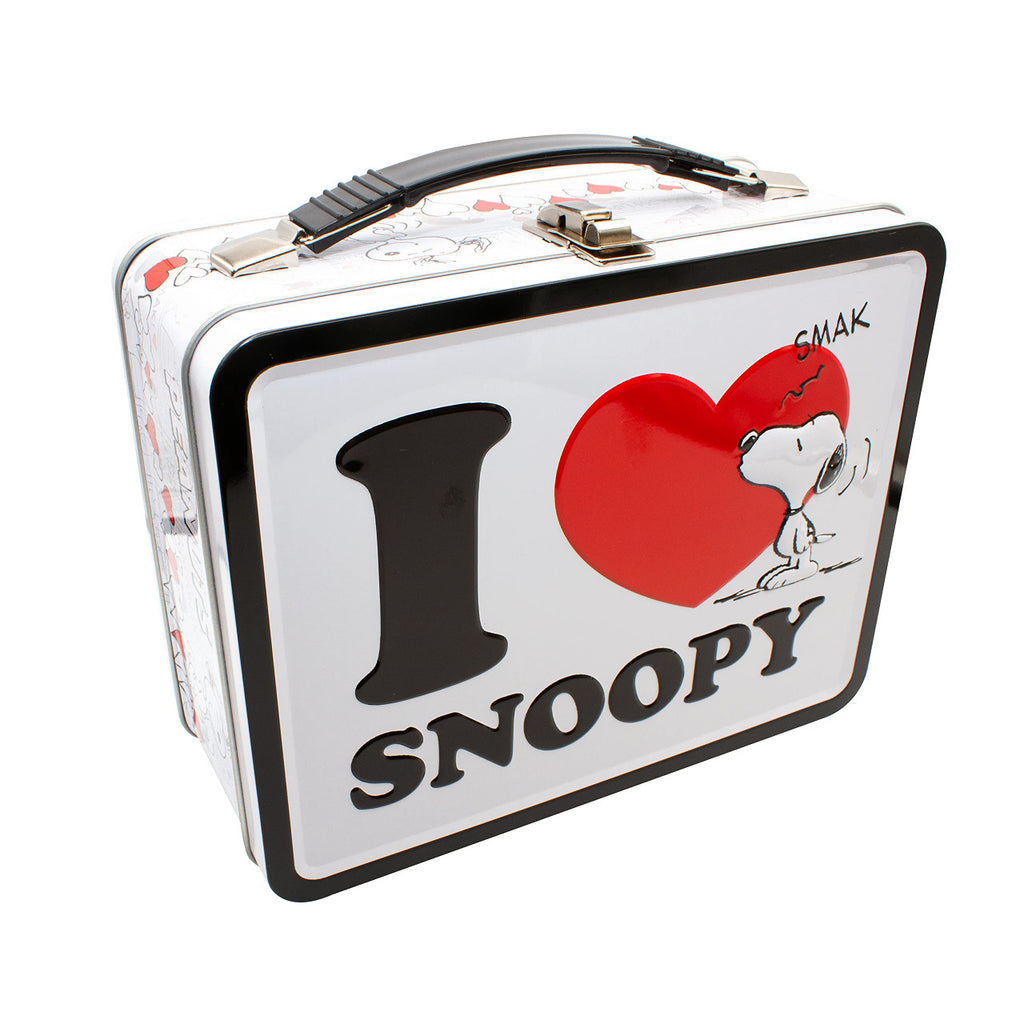 AQUARIUS Peanuts I Love Snoopy Fun Box - Sturdy Tin Storage Box with Plastic Handle & Embossed Front Cover - Officially Licensed Peanuts Merchandise & Collectibles