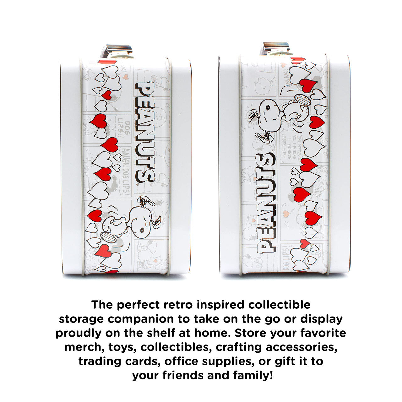 AQUARIUS Peanuts I Love Snoopy Fun Box - Sturdy Tin Storage Box with Plastic Handle & Embossed Front Cover - Officially Licensed Peanuts Merchandise & Collectibles