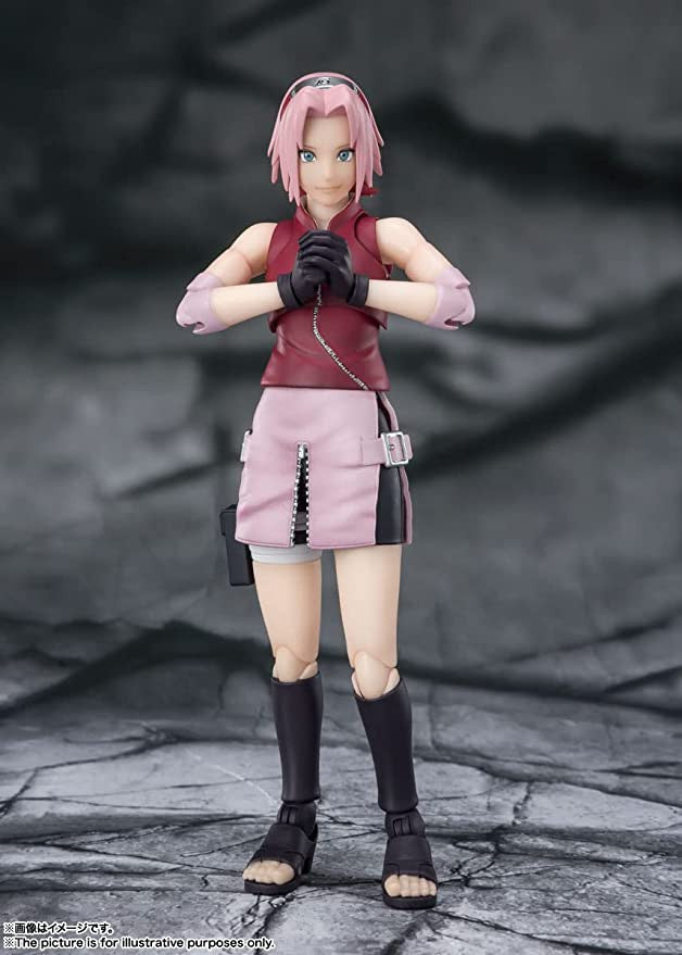 SH Figuarts Sakura Haruno Naruto Shippuden Action Figure Inheritor of Tsunade's Indominable Will Sakura Haruno Interchangeable Hands 5 Face PlatesTamashii Nations Bandai Spirits BAS63448