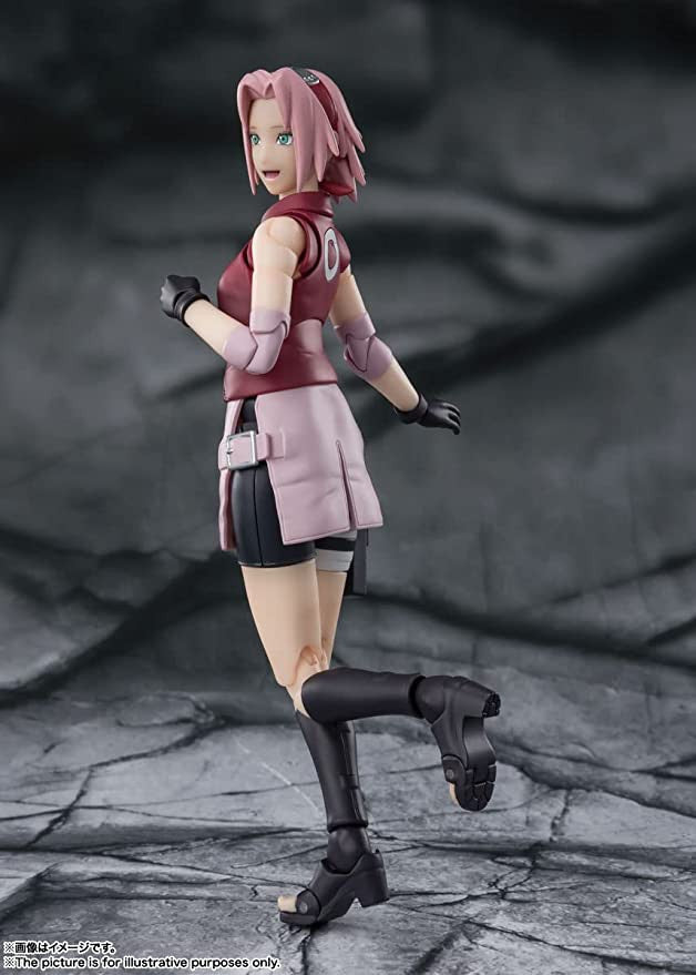 SH Figuarts Sakura Haruno Naruto Shippuden Action Figure Inheritor of Tsunade's Indominable Will Sakura Haruno Interchangeable Hands 5 Face PlatesTamashii Nations Bandai Spirits BAS63448