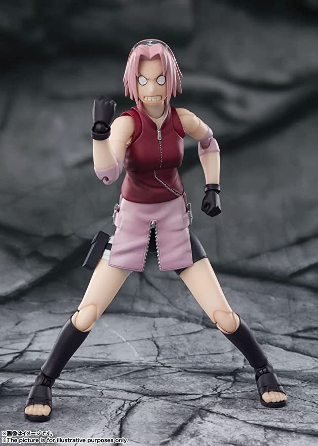 SH Figuarts Sakura Haruno Naruto Shippuden Action Figure Inheritor of Tsunade's Indominable Will Sakura Haruno Interchangeable Hands 5 Face PlatesTamashii Nations Bandai Spirits BAS63448