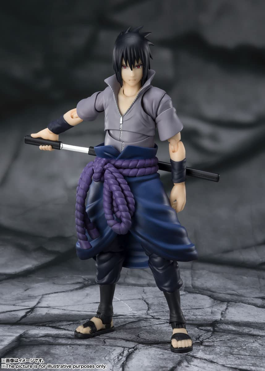 SH Figuarts Sasuke Uchiha Naruto Shippuden Action Figure He Who Bears All Hatred Sasuke Uchiha Interchangeable hands 4 Face Plates Tamashii Nations Bandai Spirits BAS63450