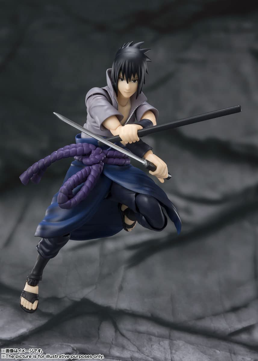 SH Figuarts Sasuke Uchiha Naruto Shippuden Action Figure He Who Bears All Hatred Sasuke Uchiha Interchangeable hands 4 Face Plates Tamashii Nations Bandai Spirits BAS63450