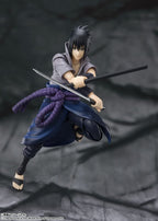 SH Figuarts Sasuke Uchiha Naruto Shippuden Action Figure He Who Bears All Hatred Sasuke Uchiha Interchangeable hands 4 Face Plates Tamashii Nations Bandai Spirits BAS63450