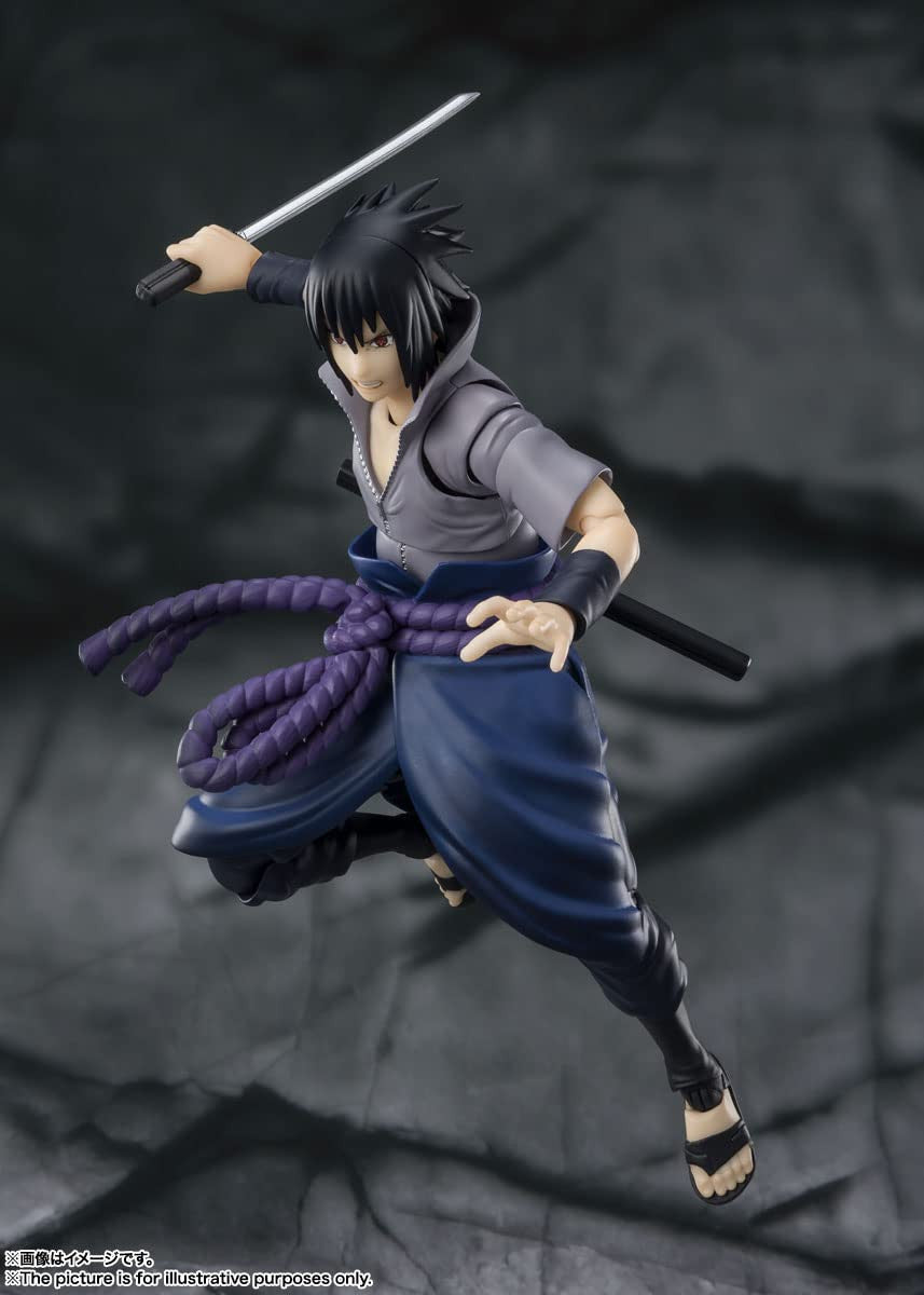 SH Figuarts Sasuke Uchiha Naruto Shippuden Action Figure He Who Bears All Hatred Sasuke Uchiha Interchangeable hands 4 Face Plates Tamashii Nations Bandai Spirits BAS63450