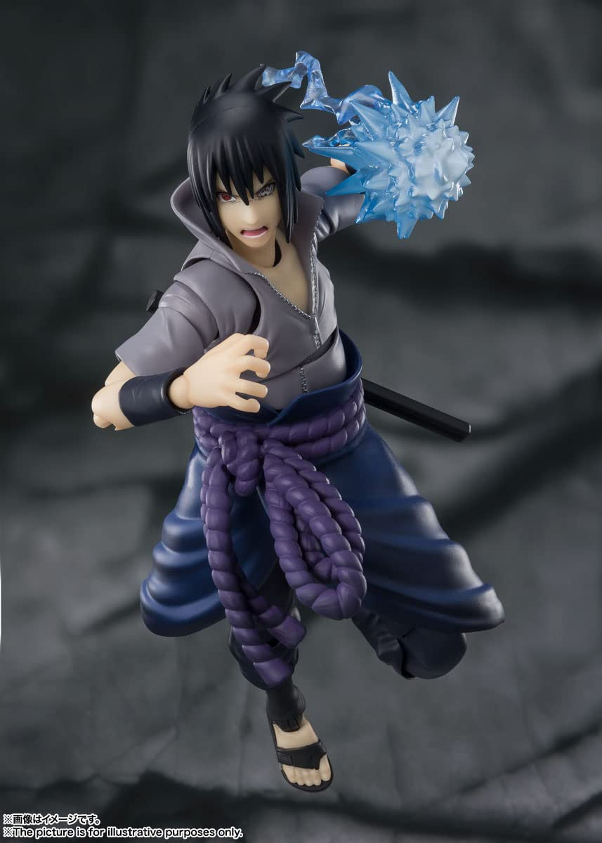 SH Figuarts Sasuke Uchiha Naruto Shippuden Action Figure He Who Bears All Hatred Sasuke Uchiha Interchangeable hands 4 Face Plates Tamashii Nations Bandai Spirits BAS63450