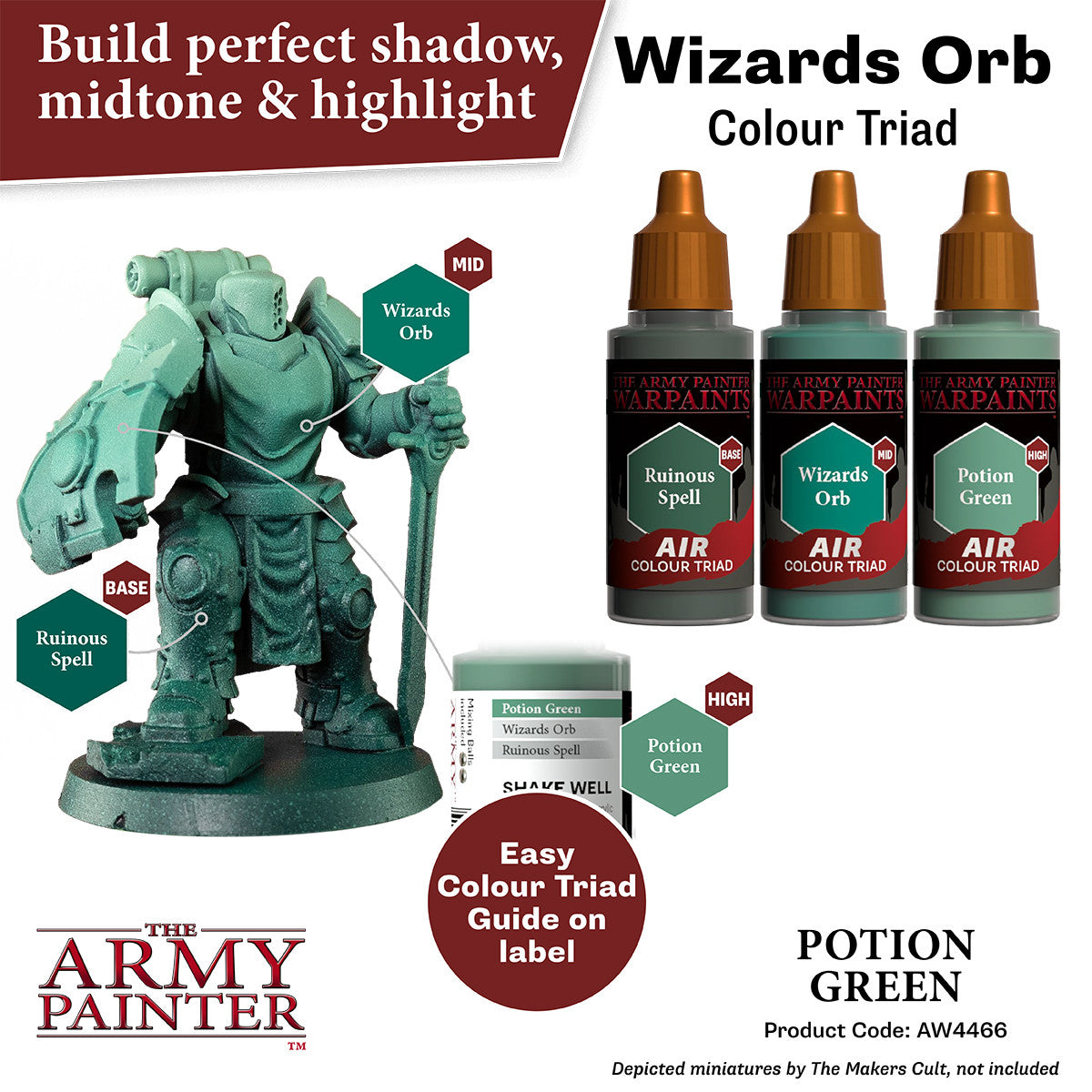 The Army Painter Warpaints Air Color Triad Potion Green Non Toxic Air Brush Paint 18ml AW4466