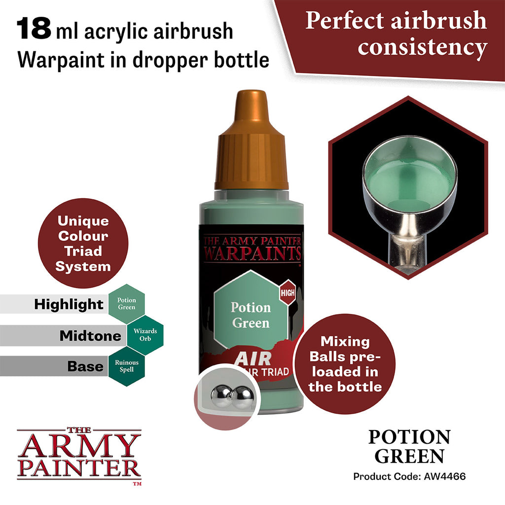 The Army Painter Warpaints Air Color Triad Potion Green Non Toxic Air Brush Paint 18ml AW4466