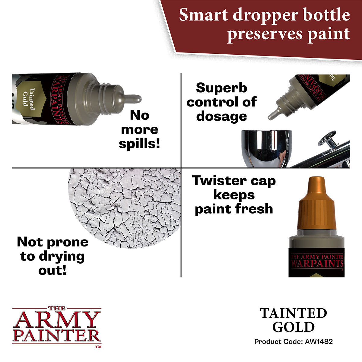 The Army Painter Warpaints Metallics Tainted Gold Non Toxic Acrylic Paints 18ml WP1482