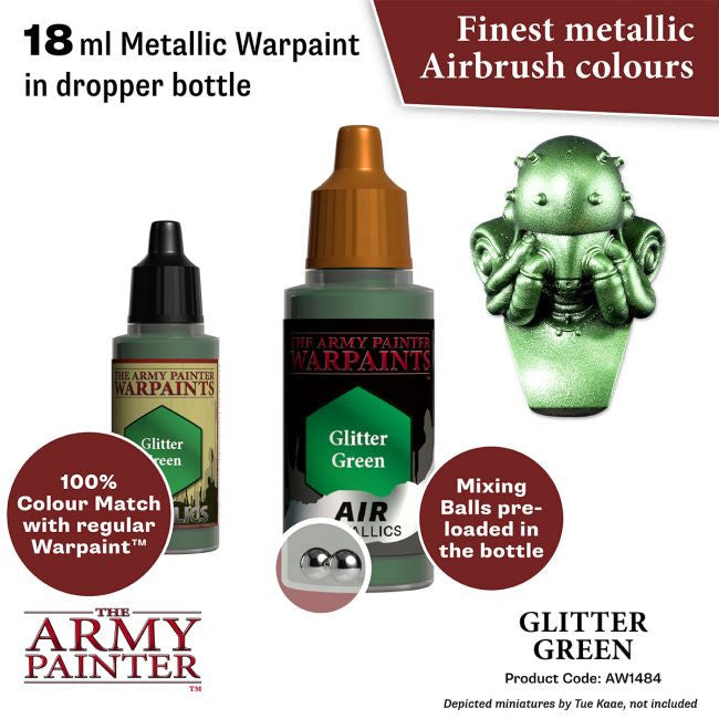 The Army Painter Warpaints Metallics Glitter Green Non Toxic Acrylic Paints 18ml WP1484