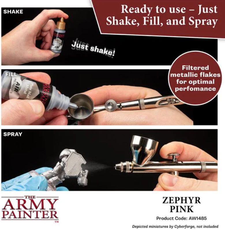 The Army Painter Warpaints Metallics Zephyr Pink Non Toxic Acrylic Paints 18ml WP1485