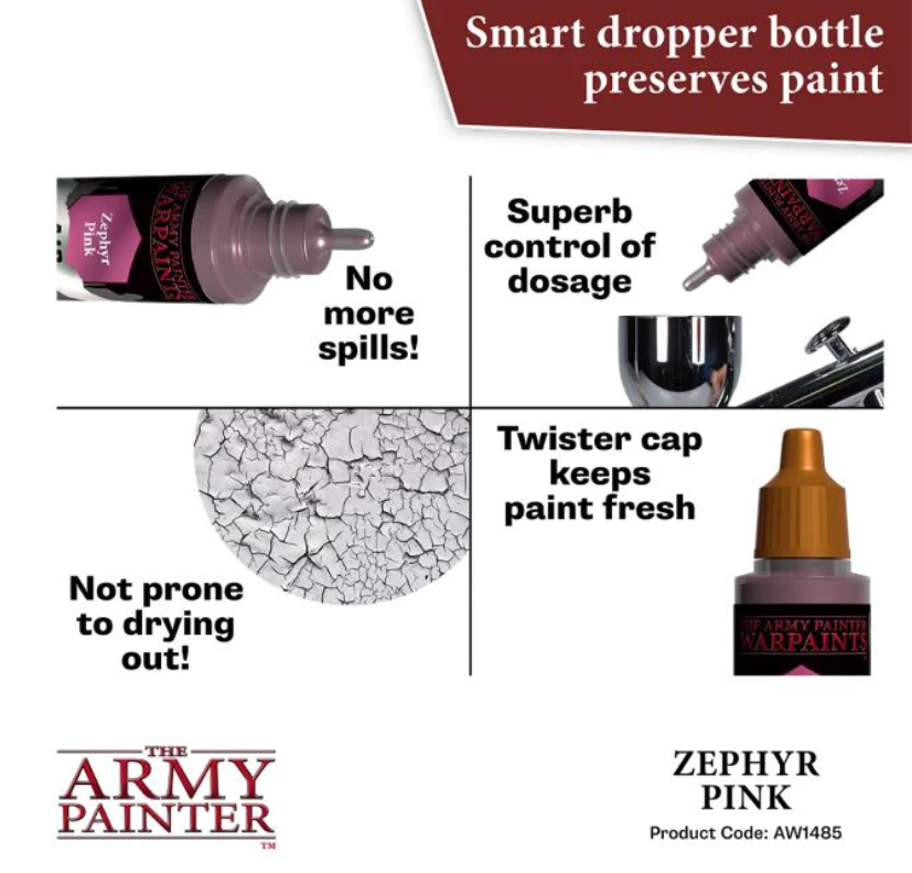 The Army Painter Warpaints Metallics Zephyr Pink Non Toxic Acrylic Paints 18ml WP1485