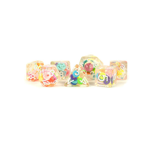 Metallic Dice Games 16mm Resin Poly Set Critical Loops w/White 7 Role Playing Game Dice for Dungeons and Dragons MTD753