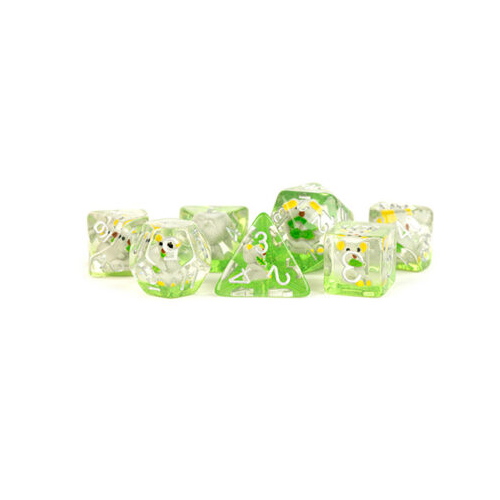 Metallic Dice Games 16mm Resin Poly Set Koala w/Silver 7 Role Playing Game Dice for Dungeons and Dragons MTD756