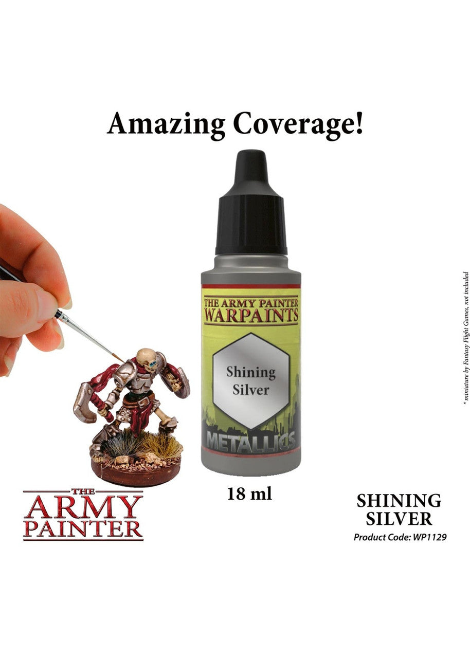 The Army Painter Warpaint Metallics Shinning Silver Non Toxic Acrylic Paints 18ml WP1129