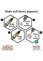 The Army Painter Warpaint Metallics Shinning Silver Non Toxic Acrylic Paints 18ml WP1129