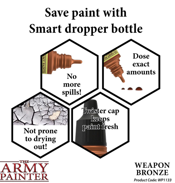 The Army Painter Warpaint Metallic Weapon Bronze Non Toxic Acrylic Paints 18ml WP1133