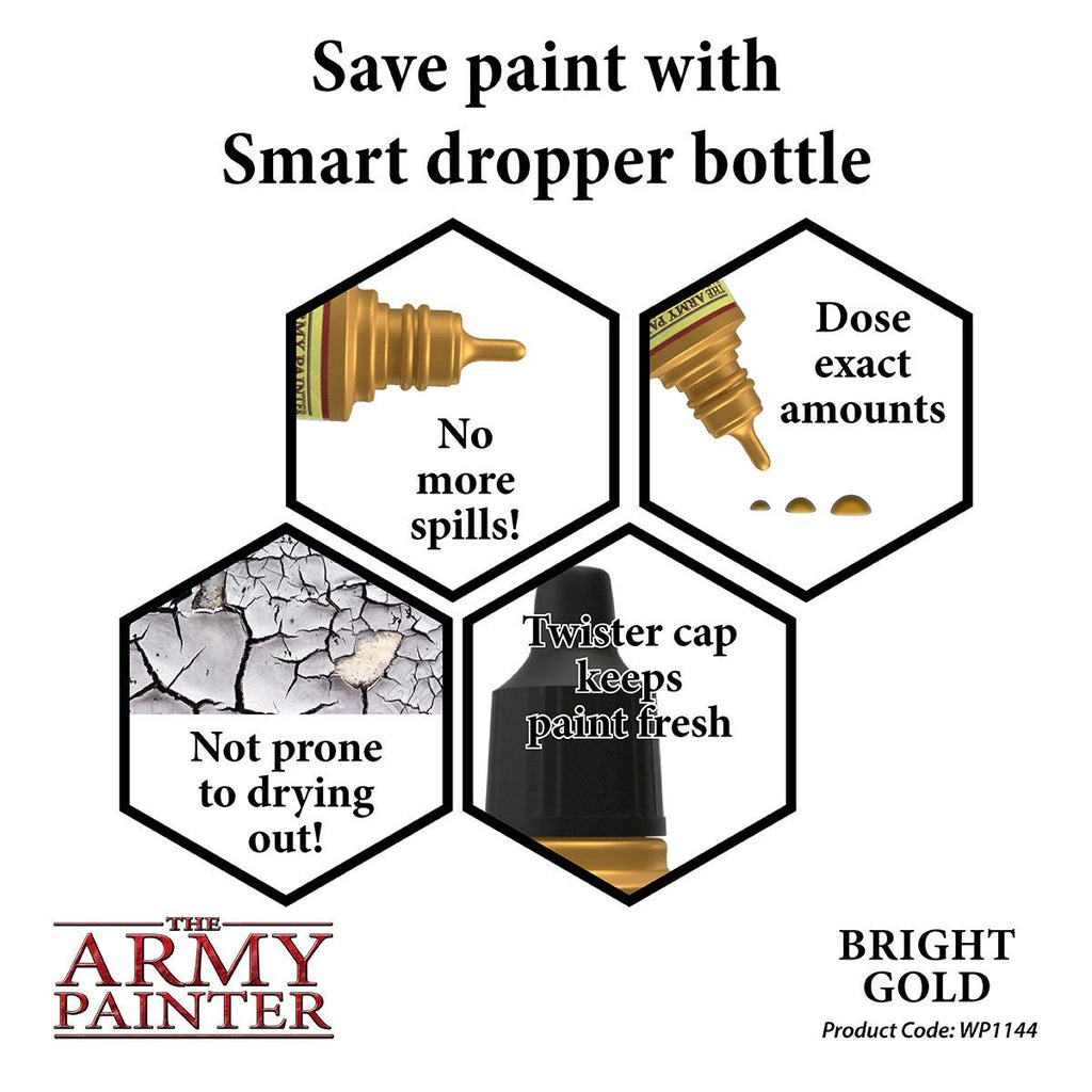 The Army Painter Warpaint Metallic Bright Gold Non Toxic Acrylic Paints 18ml WP1144
