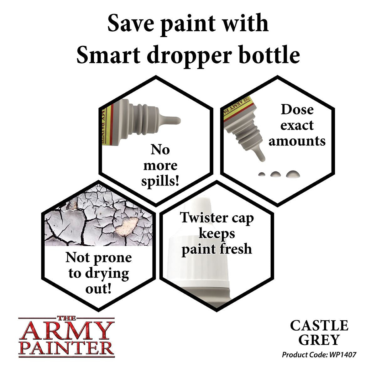 The Army Painter Warpaint Castle Grey Non Toxic Acrylic Paints 18ml WP1407