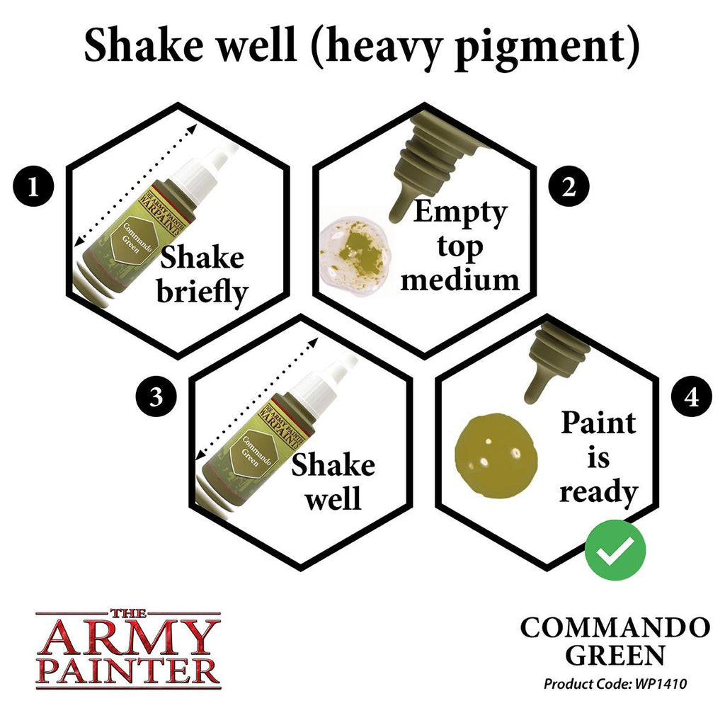 The Army Painter Warpaint Commando Green Non Toxic Acrylic Paints 18ml WP1410