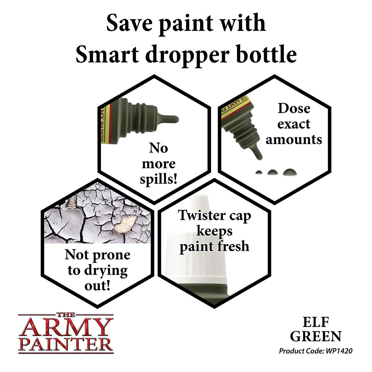 The Army Painter Warpaint Elf Green Non Toxic Acrylic Paints 18ml WP1420