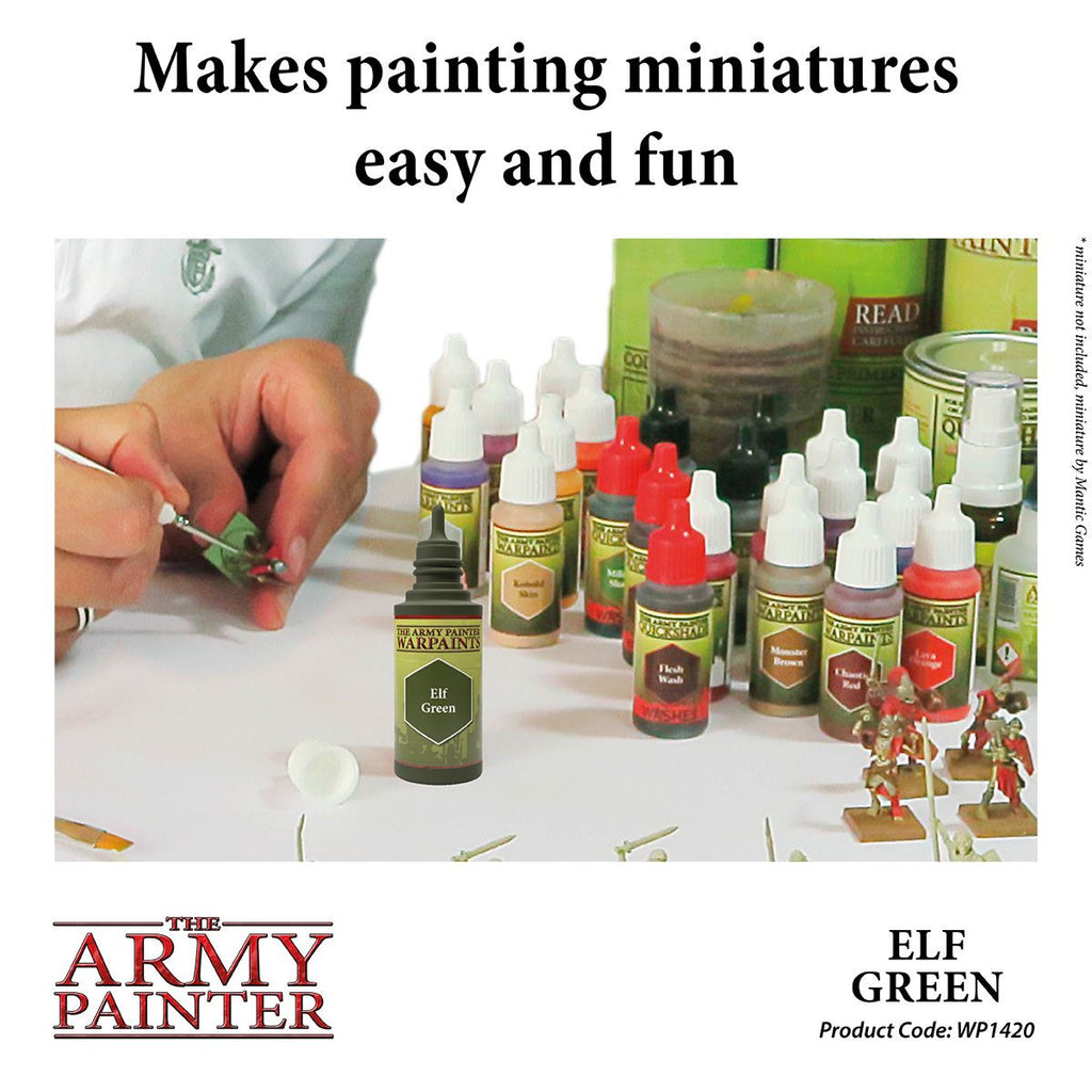 The Army Painter Warpaint Elf Green Non Toxic Acrylic Paints 18ml WP1420