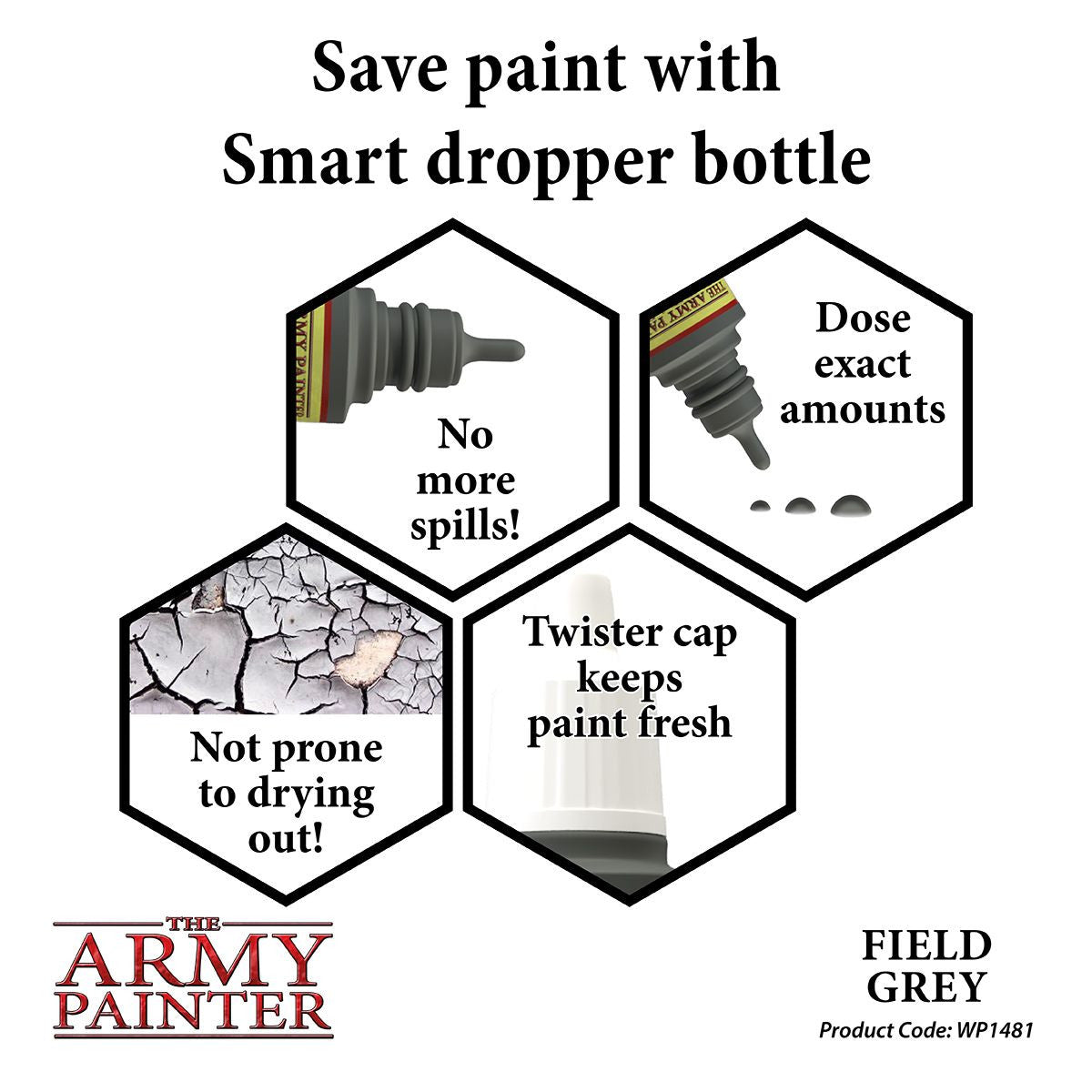 The Army Painter Warpaint Field Grey Non Toxic Acrylic Paints 18ml WP1481
