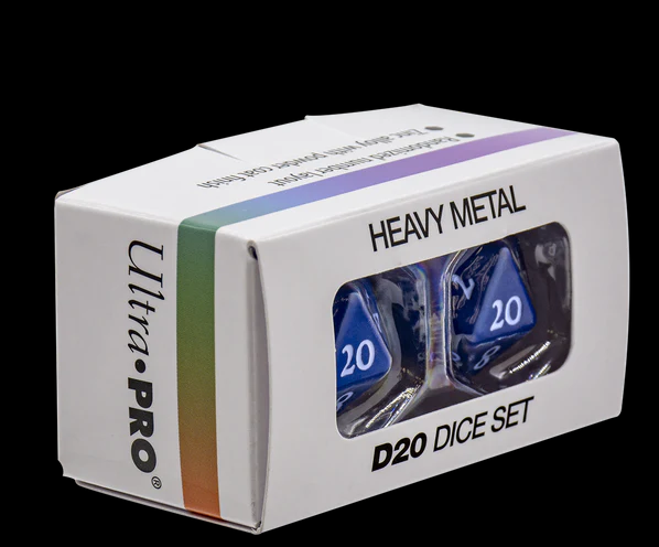 Ultra PRO Dungeons & Dragons Vivid Heavy Metal D20 Dice Set Blue 2 Ct UP Your Gaming 20 Sided Dice UPI-15936