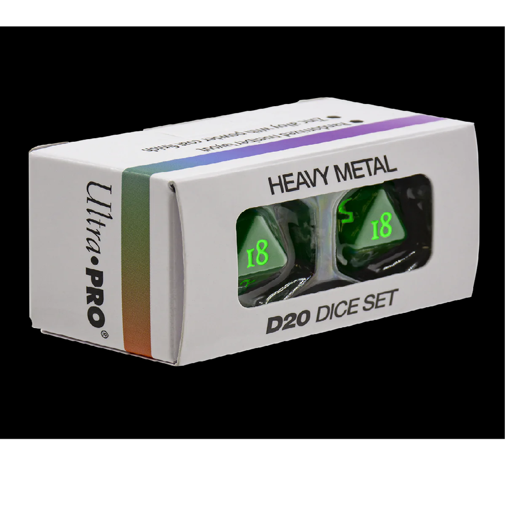 Ultra PRO Dungeons & Dragons Vivid Heavy Metal D20 Dice Set Green 2 ct UP Your Gaming With High Quality 20 Sided Dice UPI-15937