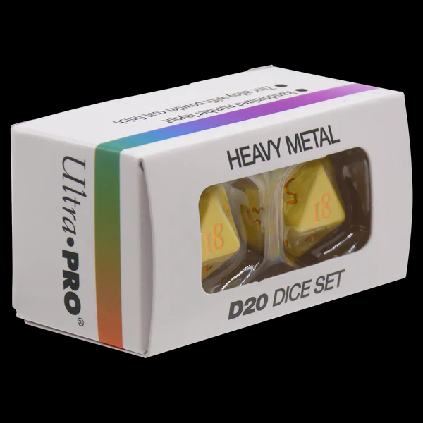 Ultra PRO Dungeons & Dragons Vivid Heavy Metal D20 Dice Set Yellow 2ct UP Your Gaming 20 Sided Dice UPI-15941