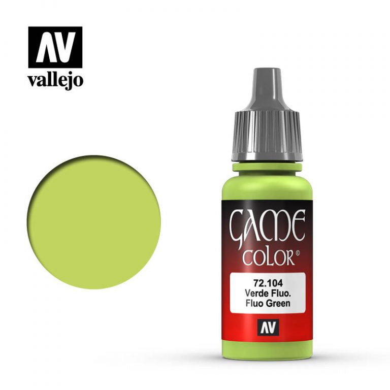 Vallejo Game Color Fluorescent Green Acrylic Non Toxic Paints 17ml VAL-72104